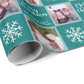 2 Foto: Blauwgroen blauwe kerstsnowflakes Cadeaupapier (Rol Hoek)