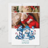 2 Foto Blue Snowman Eerste Kerstmis Feestdagenkaart (Voorkant)