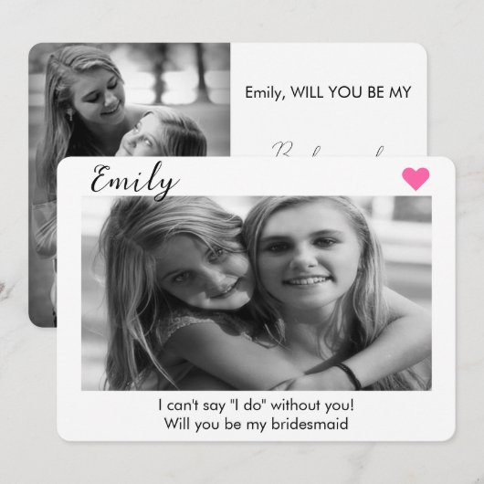 2 foto bruidsmeisje of getuige voorstel  kaart (Voorkant / Achterkant)