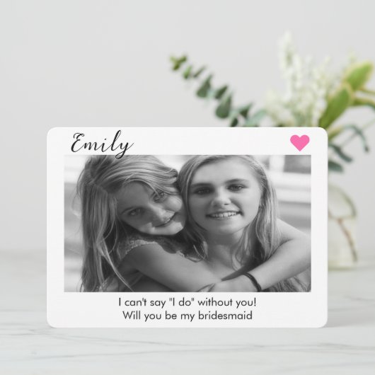 2 foto bruidsmeisje of getuige voorstel  kaart (Staand voorkant)