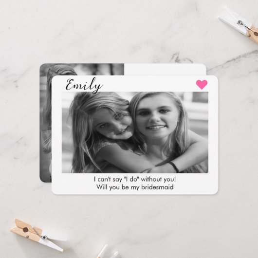 2 foto bruidsmeisje of getuige voorstel  kaart (Voorkant / Achterkant in situ)