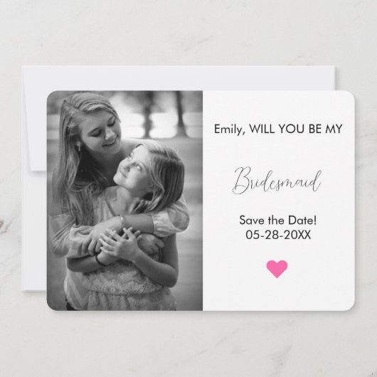 2 foto bruidsmeisje of getuige voorstel  kaart (Achterkant)