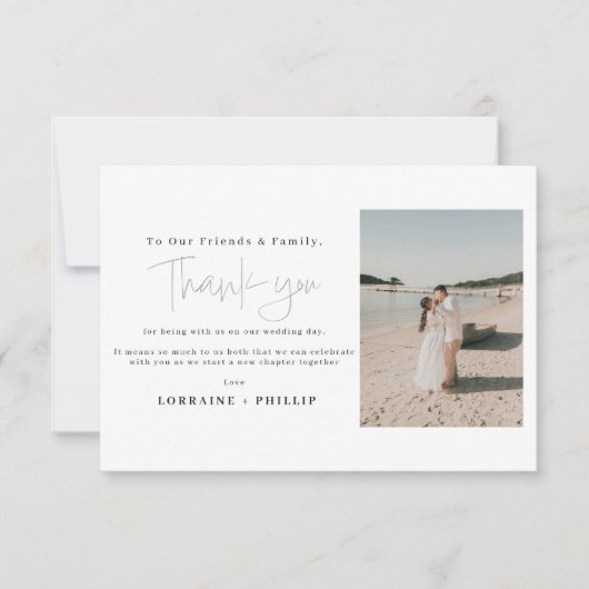 2 foto bruiloft dank je kaart (Voorkant)