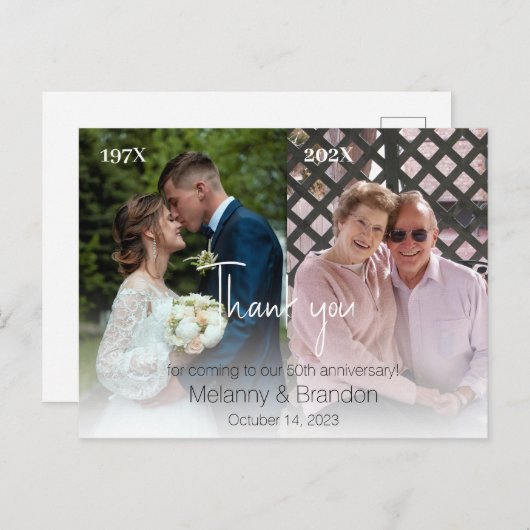 2 Foto Bruiloft Jubileum Dank u Briefkaart (Voorkant / Achterkant)