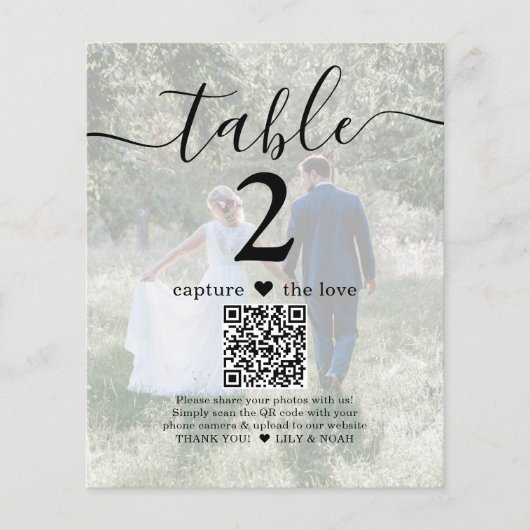 2 Foto bruiloft website QR Code Licht Tafelnummer (Voorkant)