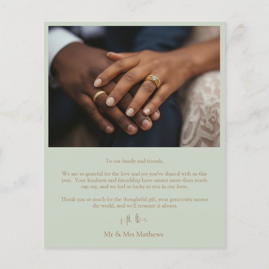 2 Foto Budget Groen & Goud bruiloft Dank u (Achterkant)