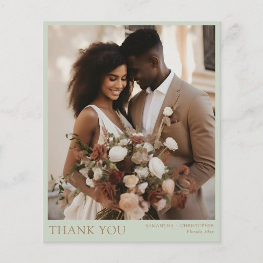 2 Foto Budget Groen & Goud bruiloft Dank u (Voorkant)