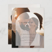 2 foto budget moderne elegante bruiloft uitnodigin (Voorkant / Achterkant)