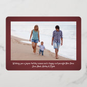 2 Foto Burgundy Modern Joy Kerstversiering Folie Feestdagenkaart (Achterkant)