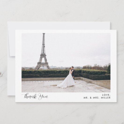 2 Foto Calligrafie Huwelijk Bedankkaart Kaart (Voorkant)