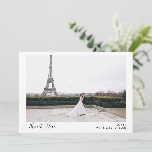 2 Foto Calligrafie Huwelijk Bedankkaart Kaart (Staand voorkant)