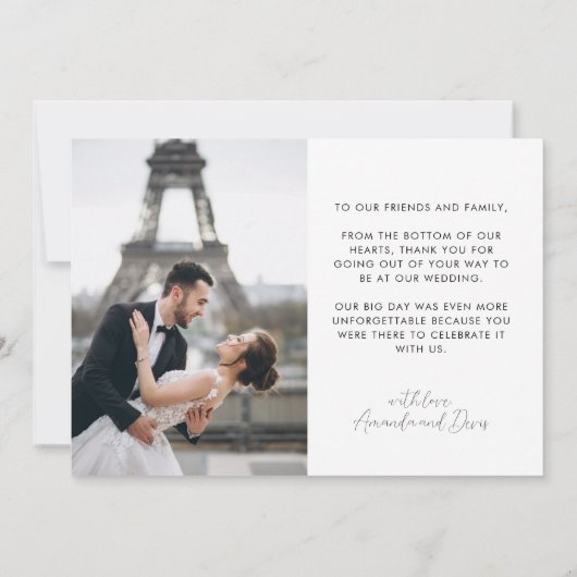 2 Foto Calligrafie Huwelijk Bedankkaart Kaart (Achterkant)