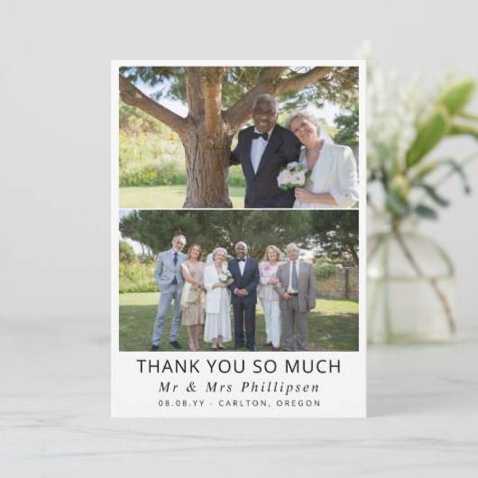 2 Foto Clean Font Later in Life Weddenschap Bedank Bedankkaart (Staand voorkant)