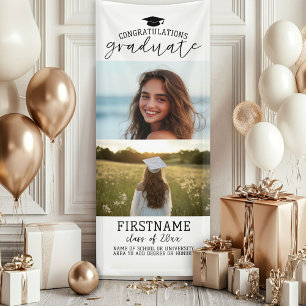 2 Foto Collage Afstuderen Modern Minimaal Wit Spandoek