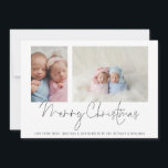 2 Foto Collage Baby Twins First Kerstmis<br><div class="desc">Familie 2 Foto Collage Baby Twins First Kerstman Kaart. Vervang eenvoudig de twee steekproeffoto's met uw eigen en personaliseer met uw groet en namen bij de bodem. Vrolijk kerstfeest is in een stijlvol script.</div>