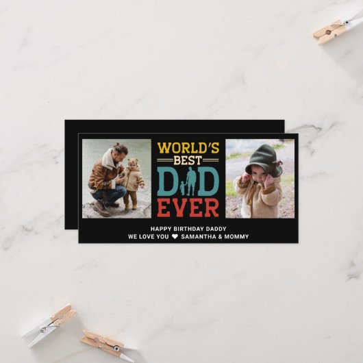 2 Foto Collage Beste Papa Aller Tijden Voeg Elke G Kaart (Voorkant / Achterkant in situ)