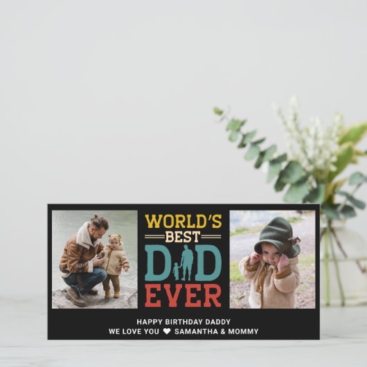 2 Foto Collage Beste Papa Aller Tijden Voeg Elke G Kaart (Staand voorkant)