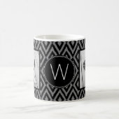 2 Foto-collage - Black Gray Ikat en Monogram Koffiemok (Center)