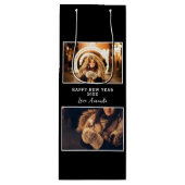 2 Foto Collage Black Happy Nieuwjaar 2023 Wijn Cadeautas (Voorkant)