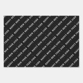 2 Foto Collage Black Happy Nieuwjaar Inpakpapier Vel (Voorkant 3)