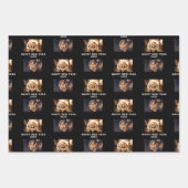 2 Foto Collage Black Happy Nieuwjaar Inpakpapier Vel (Voorkant 2)