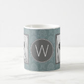2 Foto collage - Damask Blue en Monogram Koffiemok (Center)