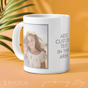 2 Foto Collage - Eenvoudige Grijze Rand en Tekst Grote Koffiekop