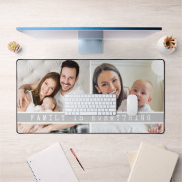 2 foto collage familie is alles citaat grijs bureaumat