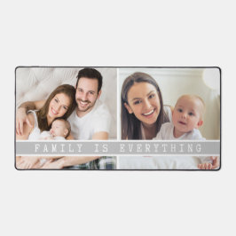 2 foto collage familie is alles citaat grijs bureaumat