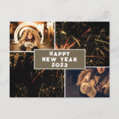 2 Foto Collage Fireworks Happy New Year 2023 Briefkaart (Voorkant)