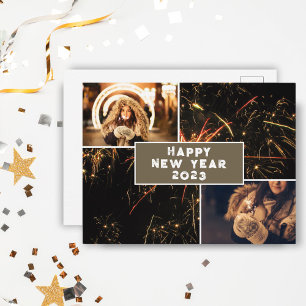 2 Foto Collage Fireworks Happy New Year 2023 Briefkaart
