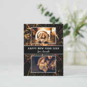 2 Foto Collage Fireworks Happy Nieuwjaar Feestdagenkaart (Staand voorkant)