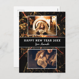 2 Foto Collage Fireworks Happy Nieuwjaar Feestdagenkaart