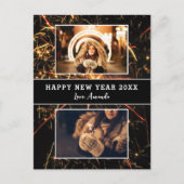 2 Foto Collage Fireworks Happy Nieuwjaar Feestdagenkaart (Voorkant)