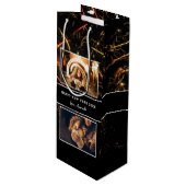 2 Foto Collage Fireworks Happy Nieuwjaar Wijn Cadeautas (Voorkant Gekanteld)