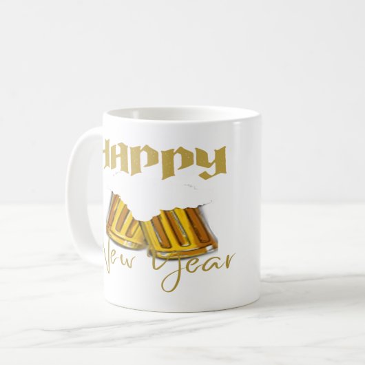 2 Foto Collage geel Gelukkig Nieuwjaar 2024 Giant Koffiemok (Voorkant links)