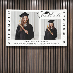 2 Foto Collage Gefeliciteerd Geslaagd Klas Van 202 Spandoek