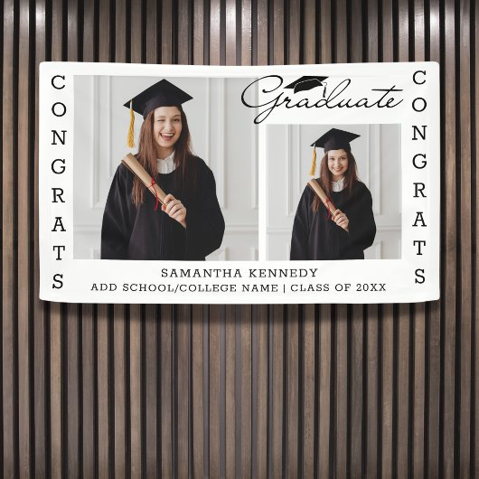 2 Foto Collage Gefeliciteerd Geslaagd Klas Van 202 Spandoek