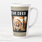 2 Foto Collage Gold Glitter Happy Nieuwjaar 2023 Latte Mok (Rechts)