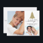2 Foto Collage Gouden Glitter Kerstboom Happy Feestdagenkaart<br><div class="desc">2 Foto van Collage Gold Glitter Christmas Tree Happy Holiday Card.</div>