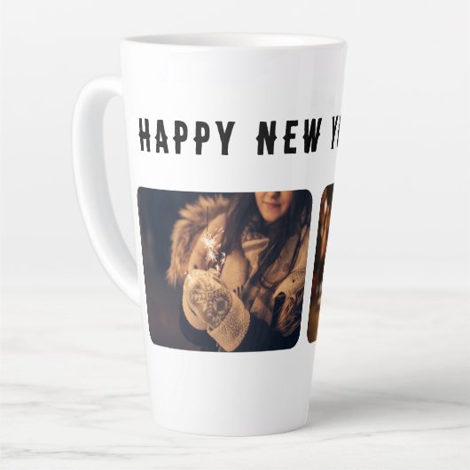 2 Foto Collage Happy Nieuwjaar 2023 Latte Mok (Linkerhoek)