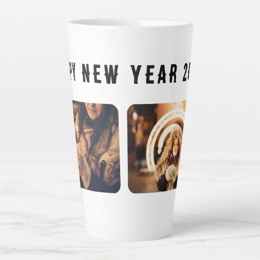 2 Foto Collage Happy Nieuwjaar 2023 Latte Mok (Voorkant)