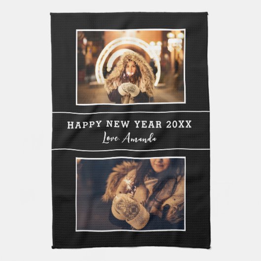 2 Foto Collage Happy Nieuwjaar 2023 Theedoek (Verticaal)