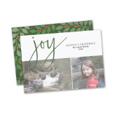 2 Foto Collage Joy Script Season's Greeting Olive Feestdagenkaart