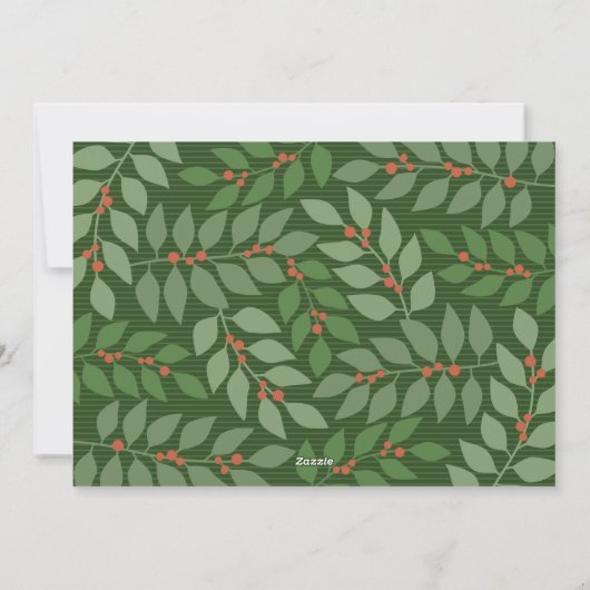 2 Foto Collage Joy Script Season's Greeting Olive Feestdagenkaart (Achterkant)