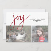 2 Foto Collage Joy Script Season's Greeting roos Feestdagenkaart (Voorkant)