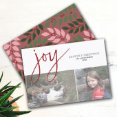 2 Foto Collage Joy Script Season's Greeting roos Feestdagenkaart