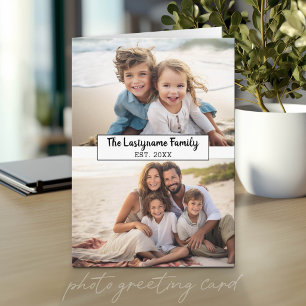 2 Foto Collage met tekst voor familienaam Kaart