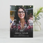 2 foto collage moderne afstudeeraankondiging kaart (Staand voorkant)