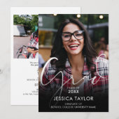 2 foto collage moderne afstudeeraankondiging kaart (Voorkant / Achterkant)